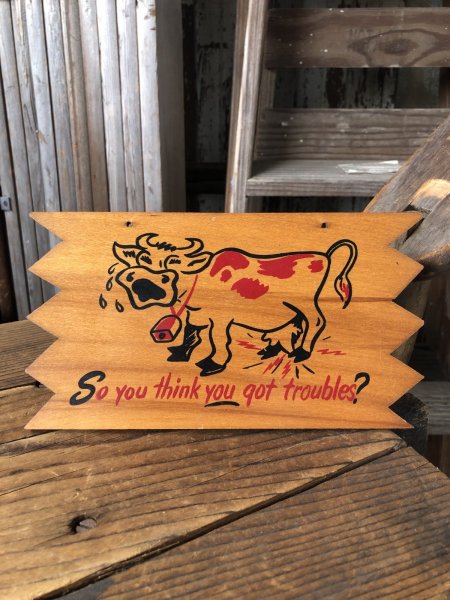 画像1: Vintage Funny Wooden Plaque ...got troubles? (A449)   (1)