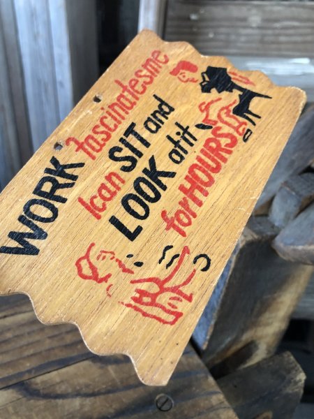 画像2: Vintage Funny Postcard Wooden Plaque WORK... (A447)   (2)