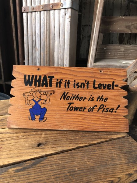 画像1: Vintage Funny Wooden Plaque HAT if it isn't Level... (A450)   (1)