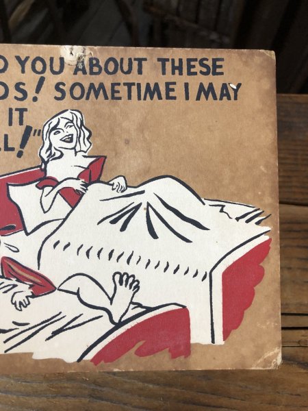 画像3:  Vintage Funny Card  " I WARNED YOU ABOUT THESE TWIN BEDS! " (A462)   (3)