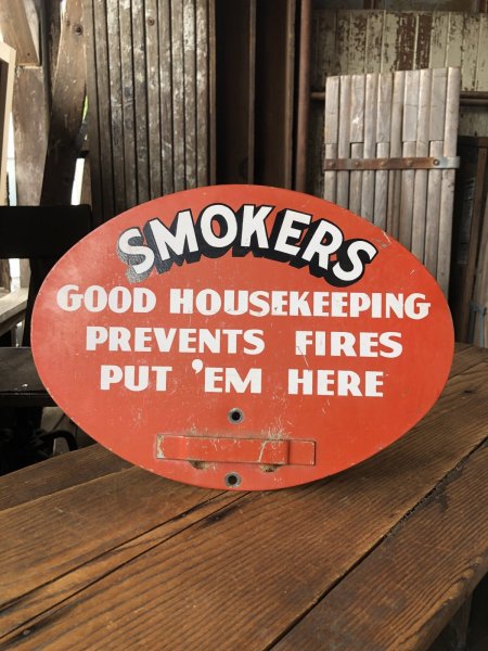 画像1: 50s Vintage Smokers Gas Station Heavy Metal Display Sign (A505)    (1)