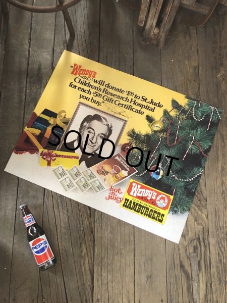 画像1: 70s Vintage Wendys Advertising Cardboard Store Display Sign (A507)   (1)