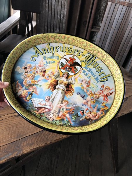 画像1: Vintage Anheuser-Busch Beer Metal Tray (A510) (1)