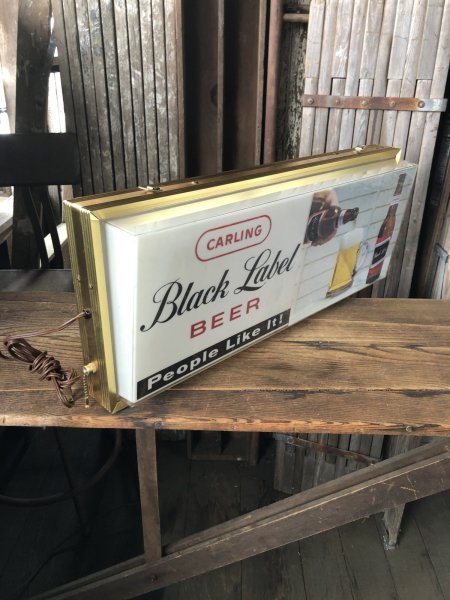 画像5: 60s Vintage CARLING Black Label Beer People Like It! Store Display Light Sign (A518)  (5)