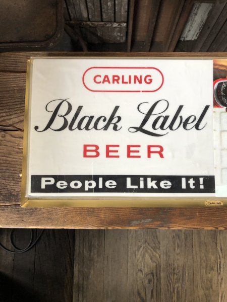 画像11: 60s Vintage CARLING Black Label Beer People Like It! Store Display Light Sign (A518)  (11)