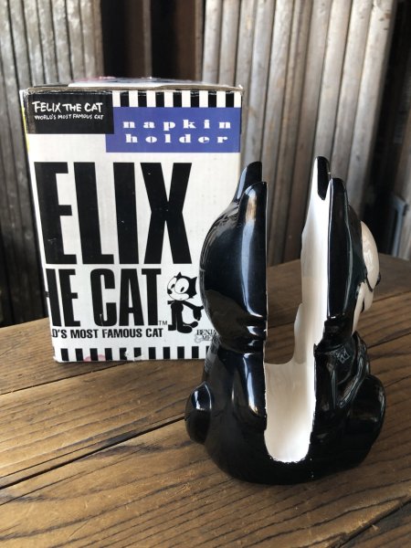 画像4: 90s Vintage Felix The Cat Ceramic Napkin Holder w/box (A567) (4)