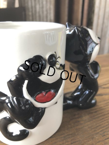 画像5: 90s Vintage Felix The Cat Ceramic 3D Mug Cup w/box (A568) (5)