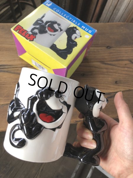 画像10: 90s Vintage Felix The Cat Ceramic 3D Mug Cup w/box (A568) (10)