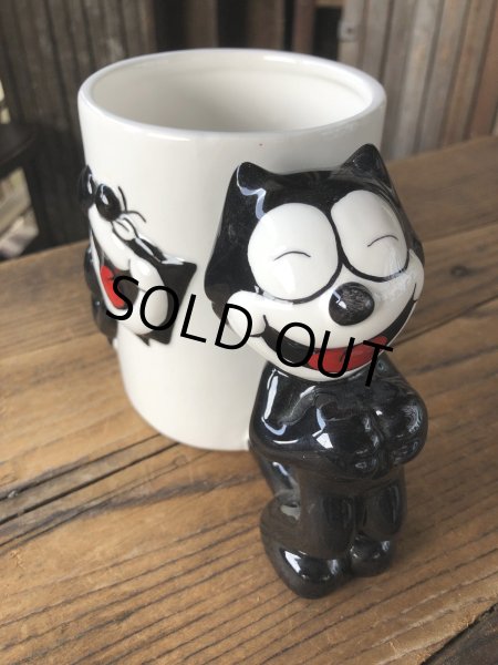 画像7: 90s Vintage Felix The Cat Ceramic 3D Mug Cup w/box (A568) (7)