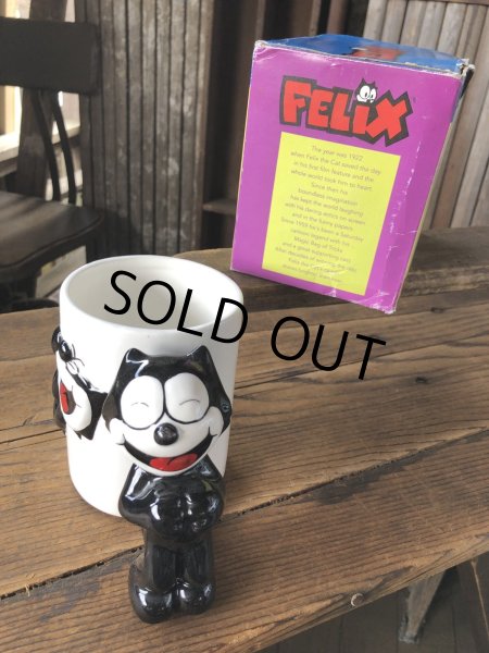 画像2: 90s Vintage Felix The Cat Ceramic 3D Mug Cup w/box (A568) (2)