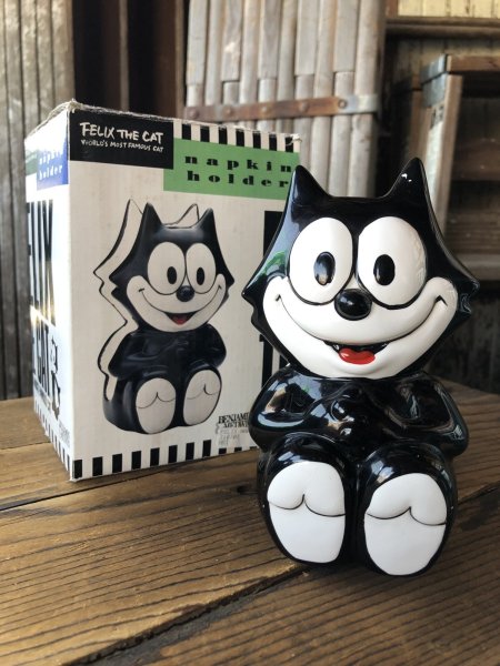 画像1: 90s Vintage Felix The Cat Ceramic Napkin Holder w/box (A567) (1)