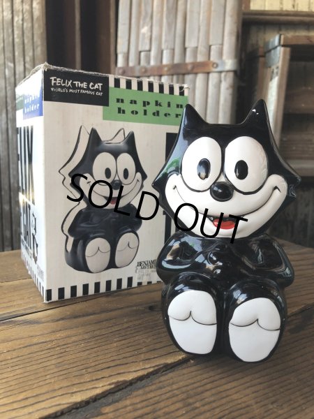画像1: 90s Vintage Felix The Cat Ceramic Napkin Holder w/box (A567) (1)