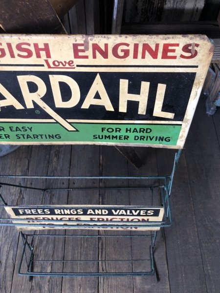 画像10: RARE! 40s Vintage BARDAHL Motor Oil Additive Can Store Display Rack HTF!! (A628)  (10)