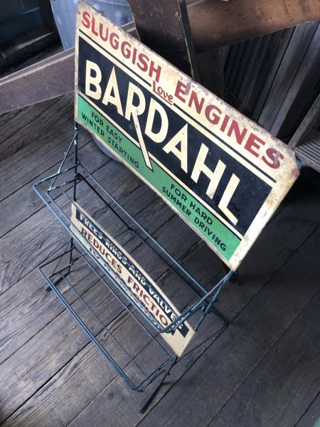画像8: RARE! 40s Vintage BARDAHL Motor Oil Additive Can Store Display Rack HTF!! (A628)  (8)