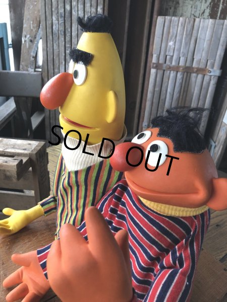 画像6: 70s Vintage Sesame Street Hand Puppet Doll Ernie Bert 1st Ver. Set (A704)  (6)