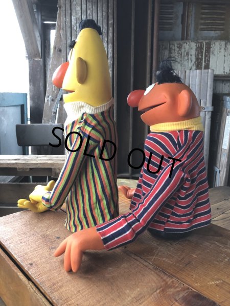 画像4: 70s Vintage Sesame Street Hand Puppet Doll Ernie Bert 1st Ver. Set (A704)  (4)