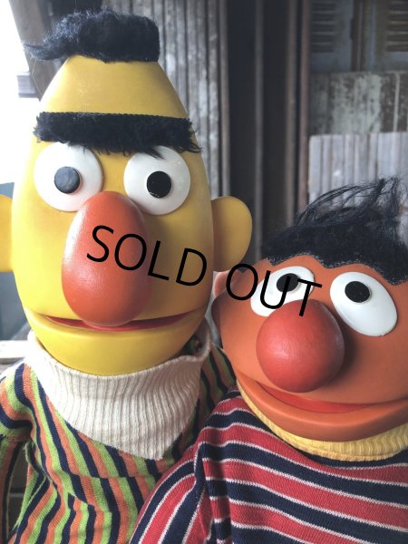 画像7: 70s Vintage Sesame Street Hand Puppet Doll Ernie Bert 1st Ver. Set (A704)  (7)