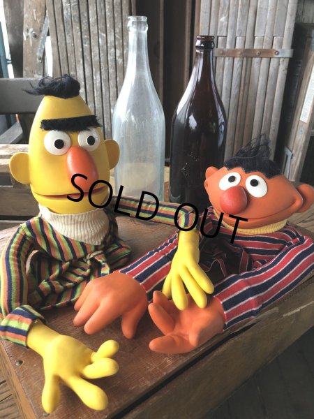 画像10: 70s Vintage Sesame Street Hand Puppet Doll Ernie Bert 1st Ver. Set (A704)  (10)