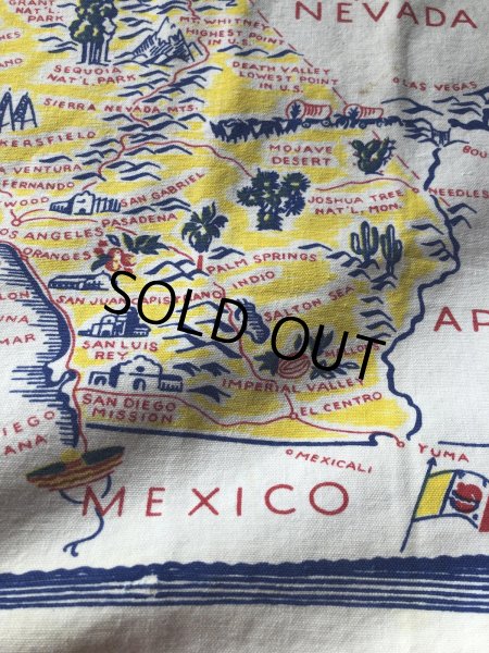画像8: Vintage California Map Souvenir Tablecloth (A720) (8)
