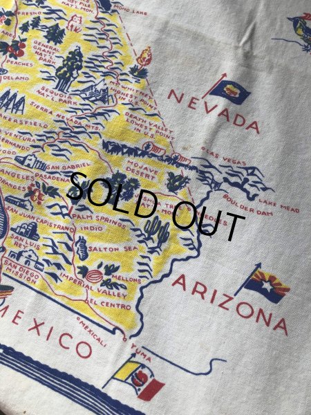 画像7: Vintage California Map Souvenir Tablecloth (A720) (7)
