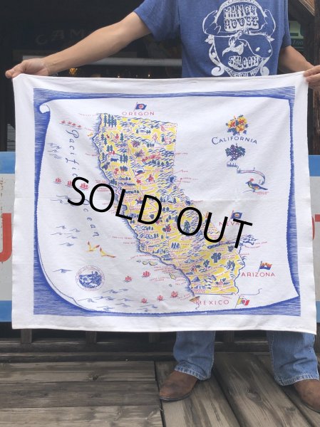 画像10: Vintage California Map Souvenir Tablecloth (A720) (10)