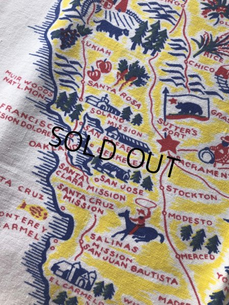画像5: Vintage California Map Souvenir Tablecloth (A720) (5)