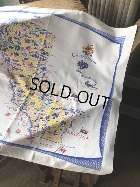 画像3: Vintage California Map Souvenir Tablecloth (A720) (3)