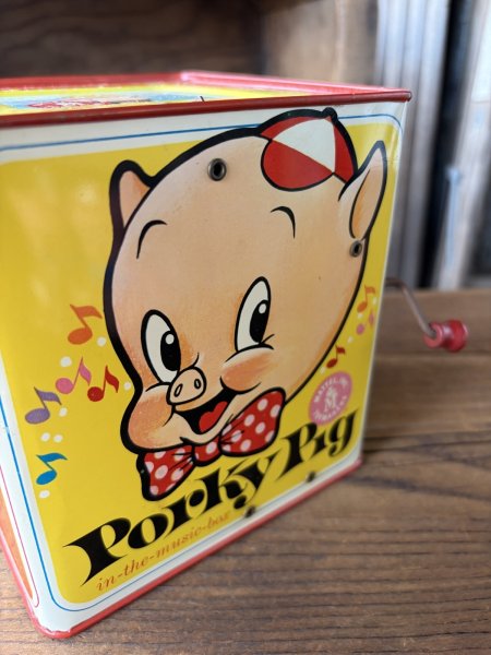 画像12: 60s Vintage Mattel Porky Pig Music Box Jack in the Box (A842) (12)