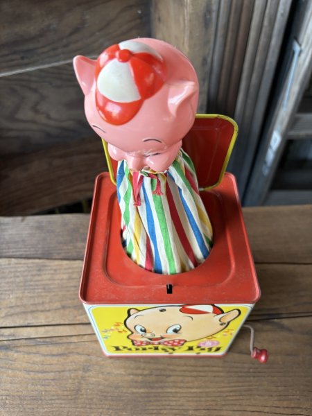画像10: 60s Vintage Mattel Porky Pig Music Box Jack in the Box (A842) (10)