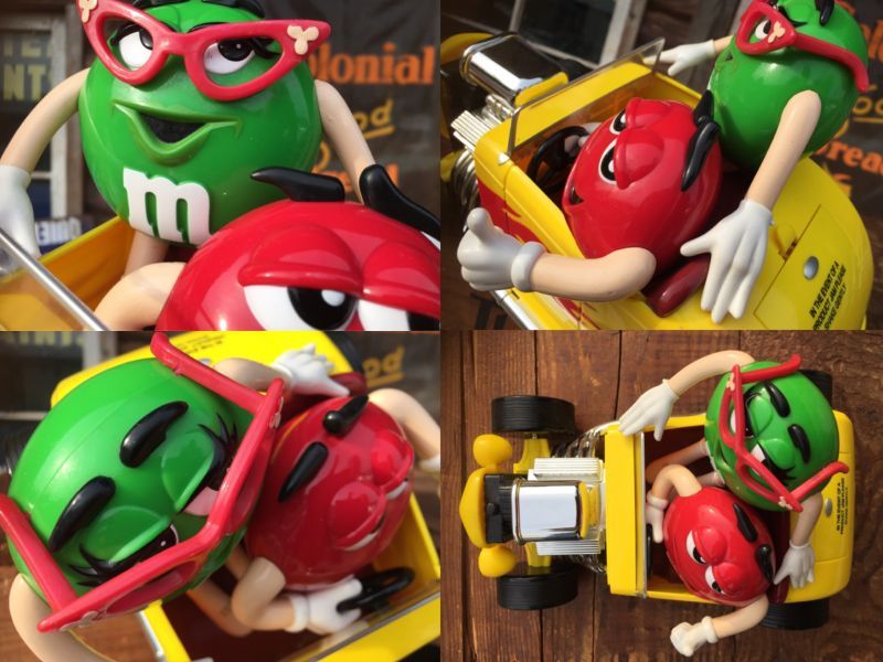 Vintage M&M's Dispenser Figure Hot Rod car (AL0191