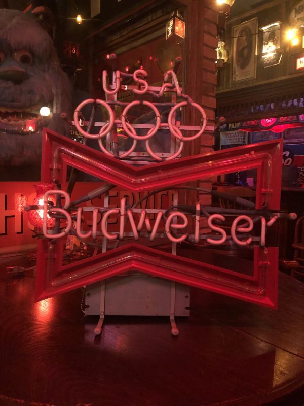 Vintage Budweiser LA Olympic x Bowtie Store Display Neon Sign ...