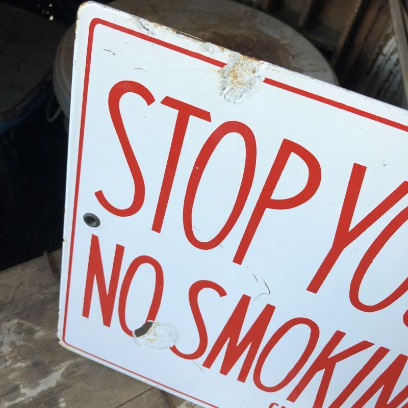 Vintage Original STOP YOUR MOTOR NO SMOKING PLEASE Porcelain
